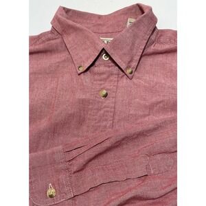 LL Bean Mens Large Shirt Long Sleeve Button Down Red Cotton